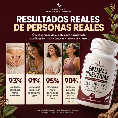 DigePlus® | Enzimas Digestivas para Hinchazón y Pesadez