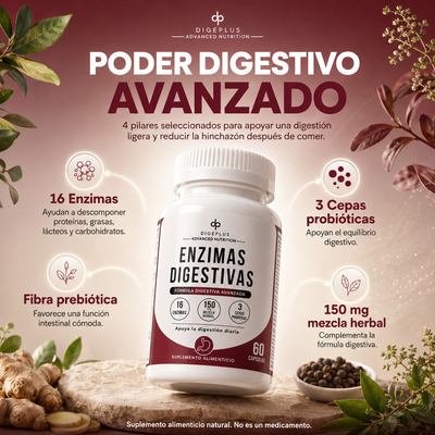 DigePlus® | Enzimas Digestivas para Hinchazón y Pesadez
