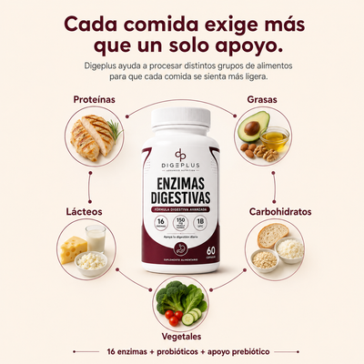 DigePlus® | Enzimas Digestivas para Hinchazón y Pesadez