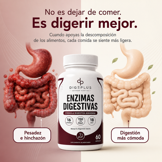 DigePlus® | Enzimas Digestivas para Hinchazón y Pesadez