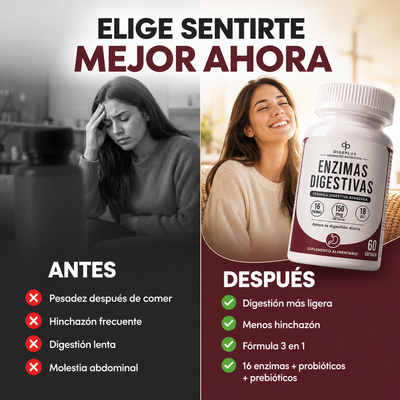 DigePlus® | Enzimas Digestivas para Hinchazón y Pesadez